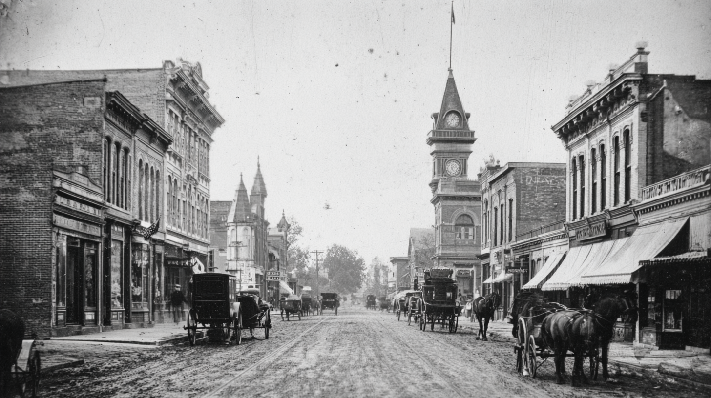 Small town main street, 1890s